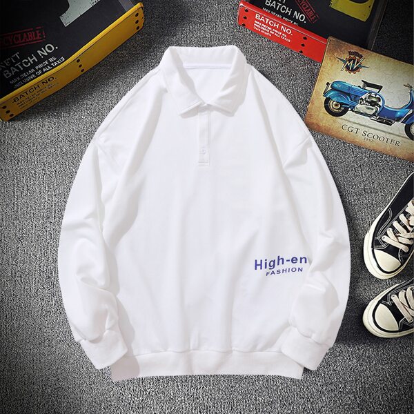 

Men Letter Graphic Polo Sweatshirt, White