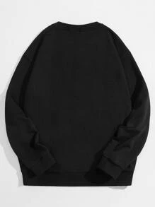 ROMWE MEN Guys Letter & Car Print Pullover - Black - View 2