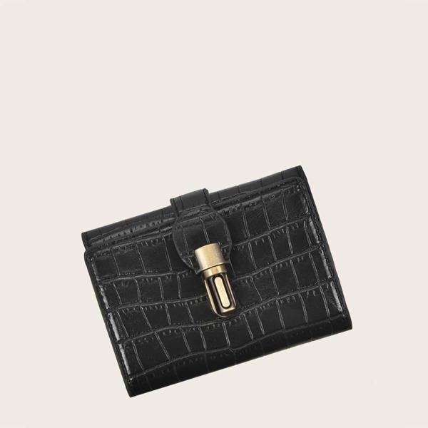 

Girls Croc Embossed Small Wallet, Black