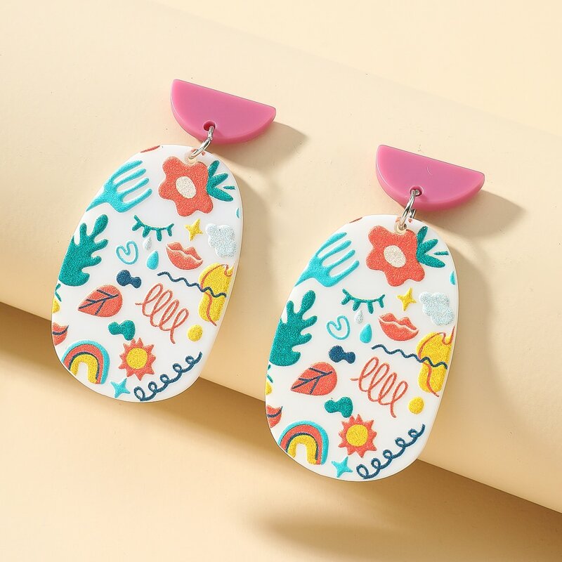 

Floral Graphic Drop Earrings, Multicolor