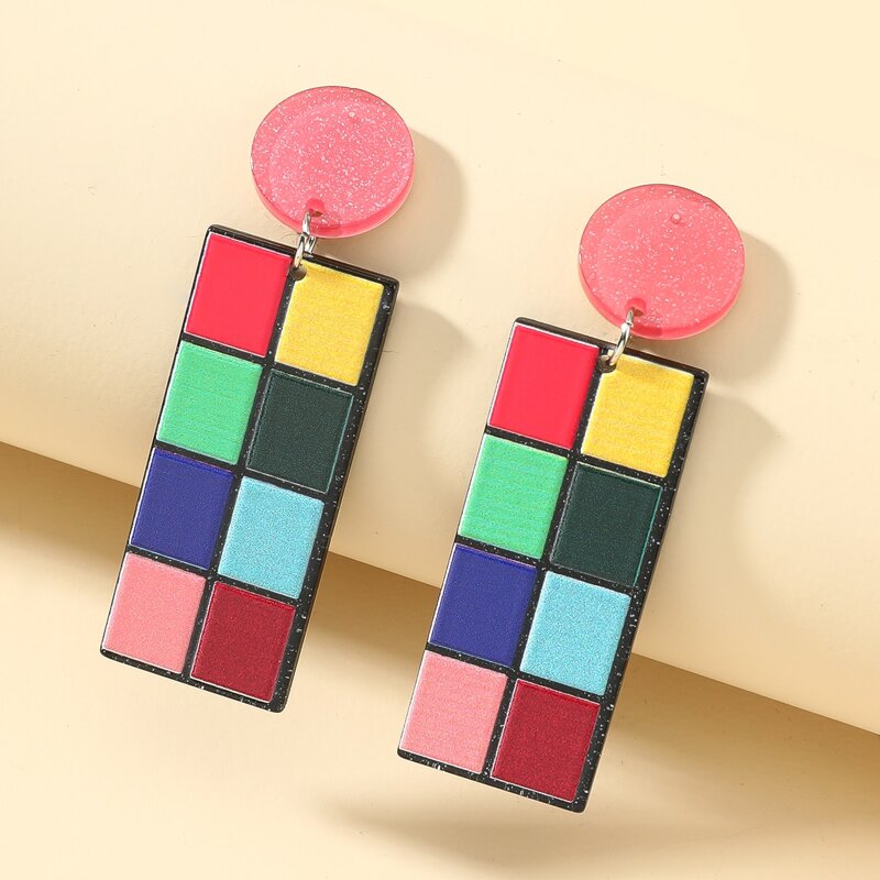 

Geo Graphic Drop Earrings, Multicolor