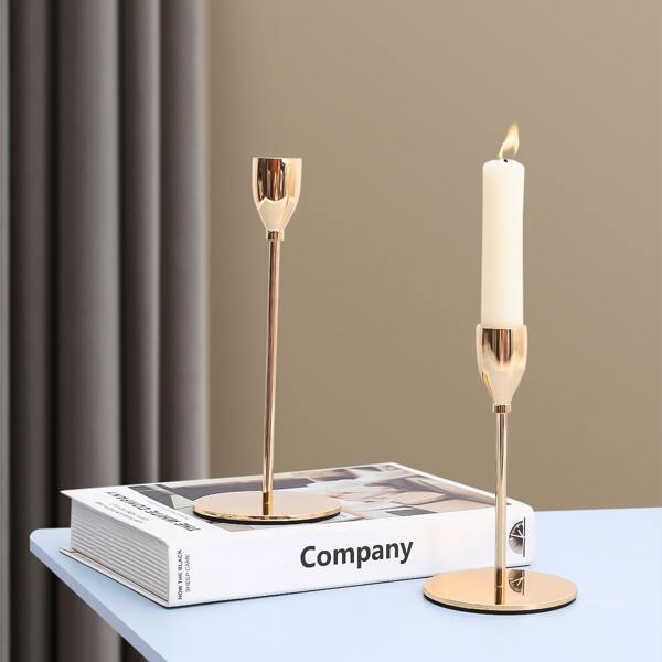 

2pcs Minimalist Candle Holder, Gold