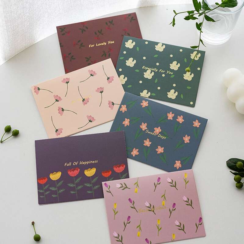 

1pc Flower Print Random Greeting Card, Multicolor