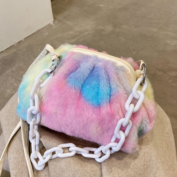 

Girls Colorblock Chain Shoulder Bag, Multicolor