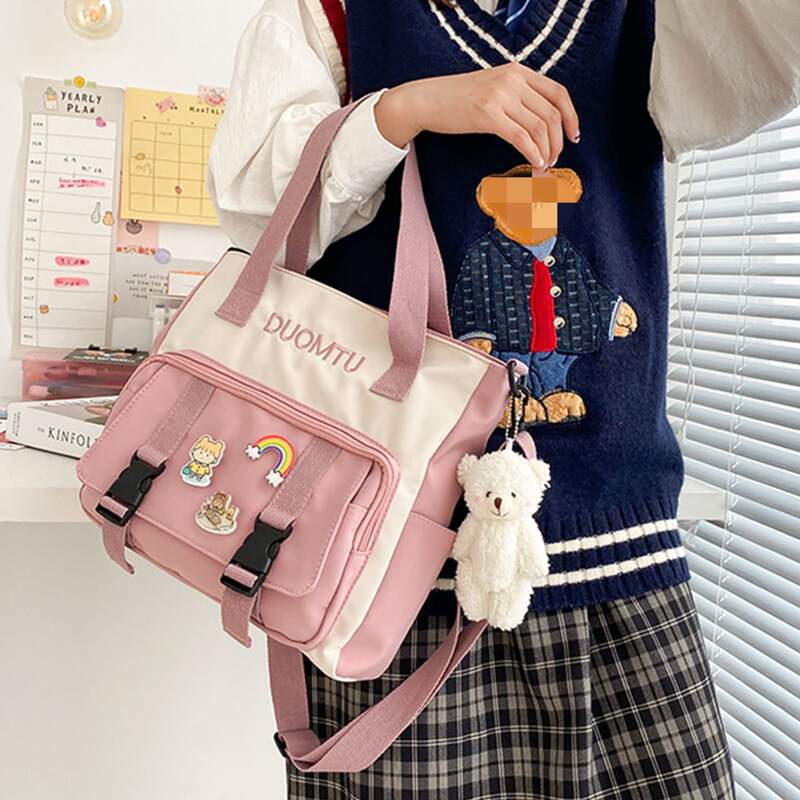 

Double Buckle Tote Bag, Pink