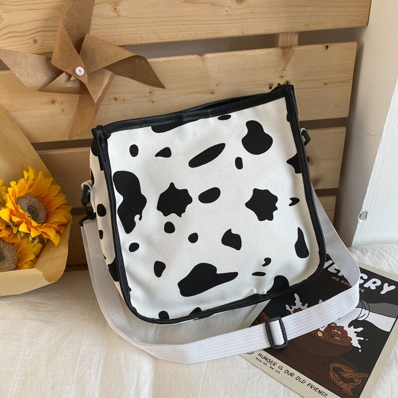 

Cow Print Shoulder Bag, White