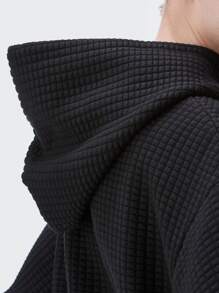 INFLATION Men Drop Shoulder Waffle Knit Hoodie - Black - View 4