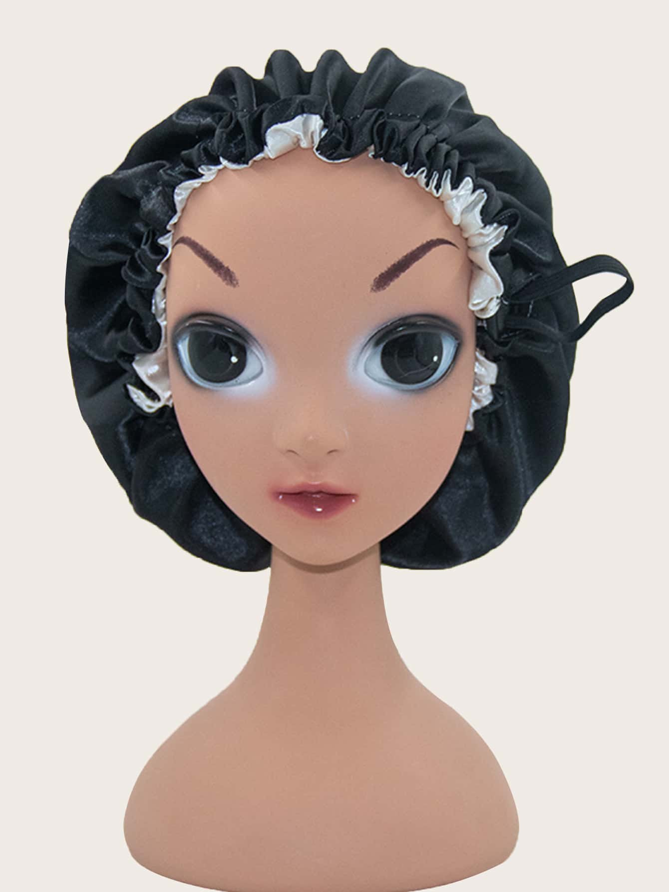 Gorro de satén para dormir - Negro - Ver 1