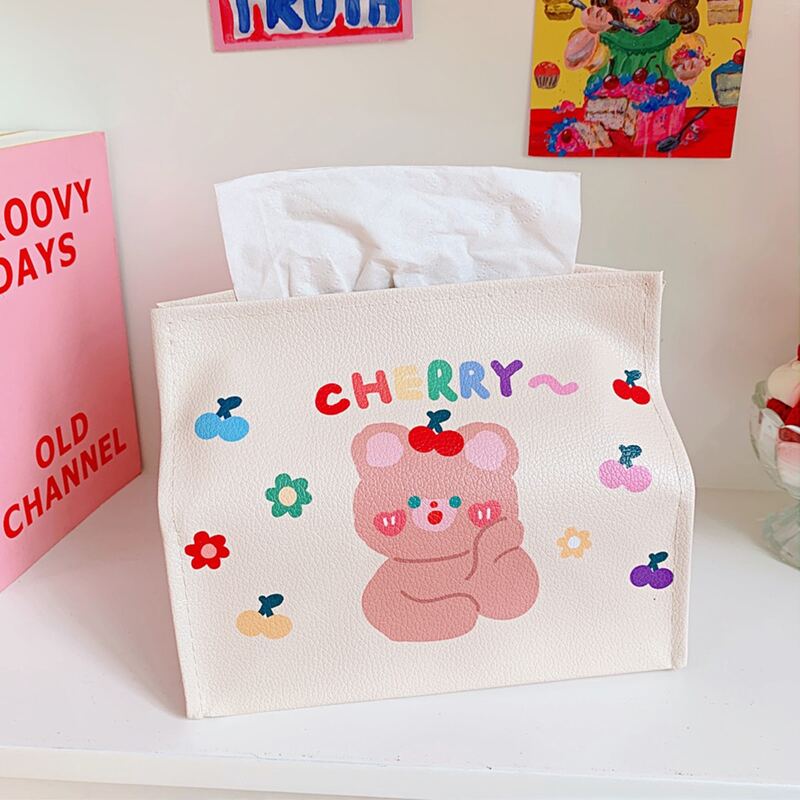 

Cartoon Graphic Tissue Storage Bag, Beige