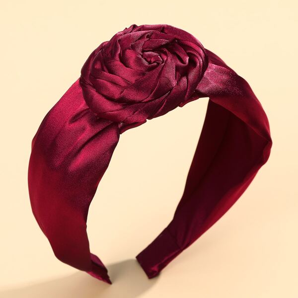

Flower Decor Wide Headband, Burgundy