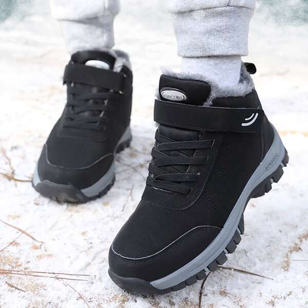 

Minimalist Velcro Strap Thermal Sneakers, Black