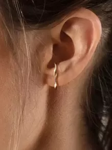 Distorted Metal Stud Earrings - Yellow Gold - View 1