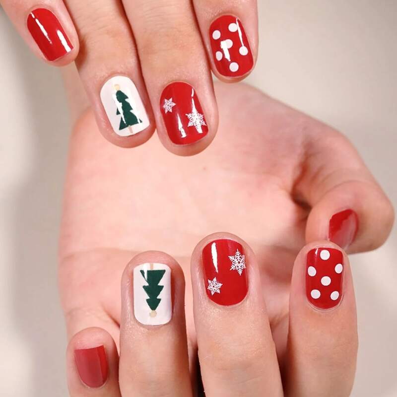 

14pcs Christmas Pattern Nail Art Sticker, Red