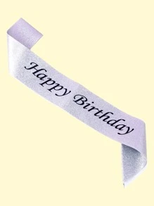 1pc Slogan Graphic Birthday Sash - Bạc - Xem 2