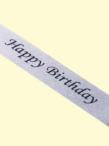 1pc Slogan Graphic Birthday Sash - Bạc - Xem 3