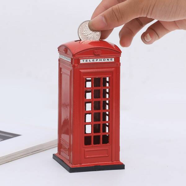 

1pc Telephone Booth Design Money Box, Multicolor