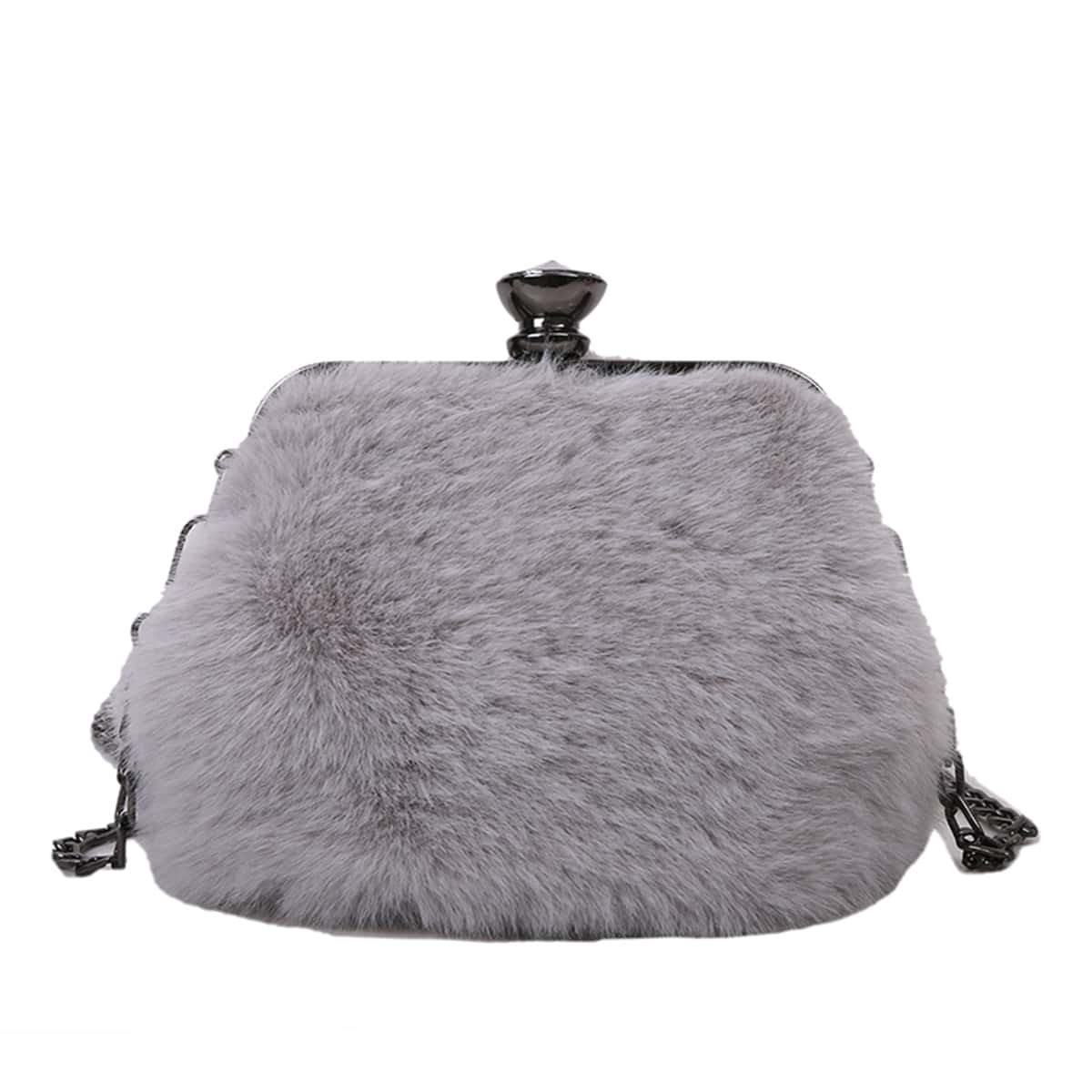 

Fluffy Crossbody Bag, Grey