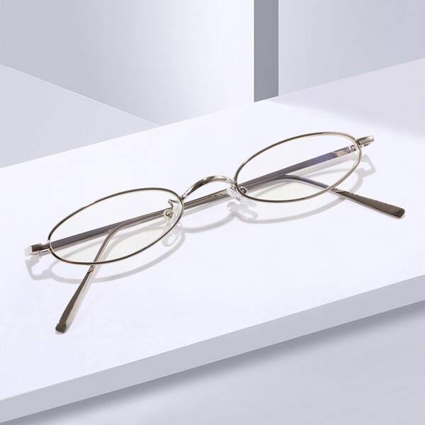 

Men Oval Frame Eyeglasses, Silver