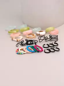 31pcs Heart & Geometric Decor Ring - Multicolor - View 1