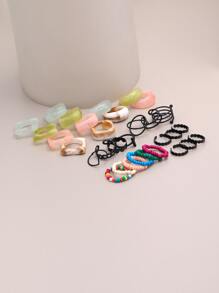 31pcs Heart & Geometric Decor Ring - Multicolor - View 3