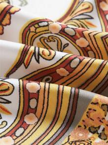 SHEIN VCAY 大碼佩斯利圖案繫帶露背抹胸上衣 - 彩色 - 查看 3