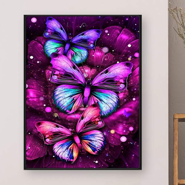 

Butterfly Print DIY Diamond Unframed Painting, Multicolor