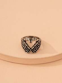 Halloween Skeleton Hand Design Ring - Antique Silver - View 2