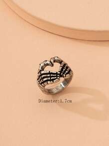 Halloween Skeleton Hand Design Ring - Antique Silver - View 4