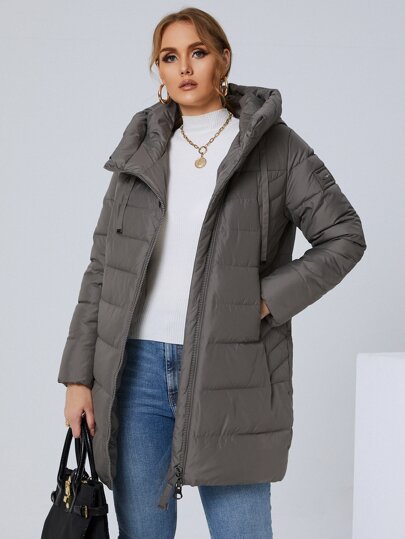 GASMAN Cappotto con imbottitura, cappuccio con coulisse e tasche inclinate per taglie forti