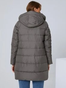 GASMAN Große Größen Mantel mit schrägen Taschen, Kordel und Kapuze, gefüttert - Mokka-Braun - Übersicht 2