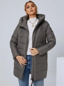 GASMAN Große Größen Mantel mit schrägen Taschen, Kordel und Kapuze, gefüttert - Mokka-Braun - Übersicht 7