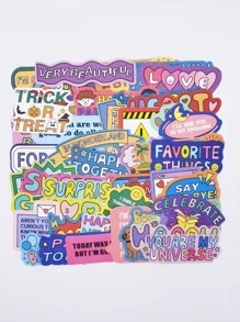 55入組標語圖案貼紙 - 彩色 - 查看 1