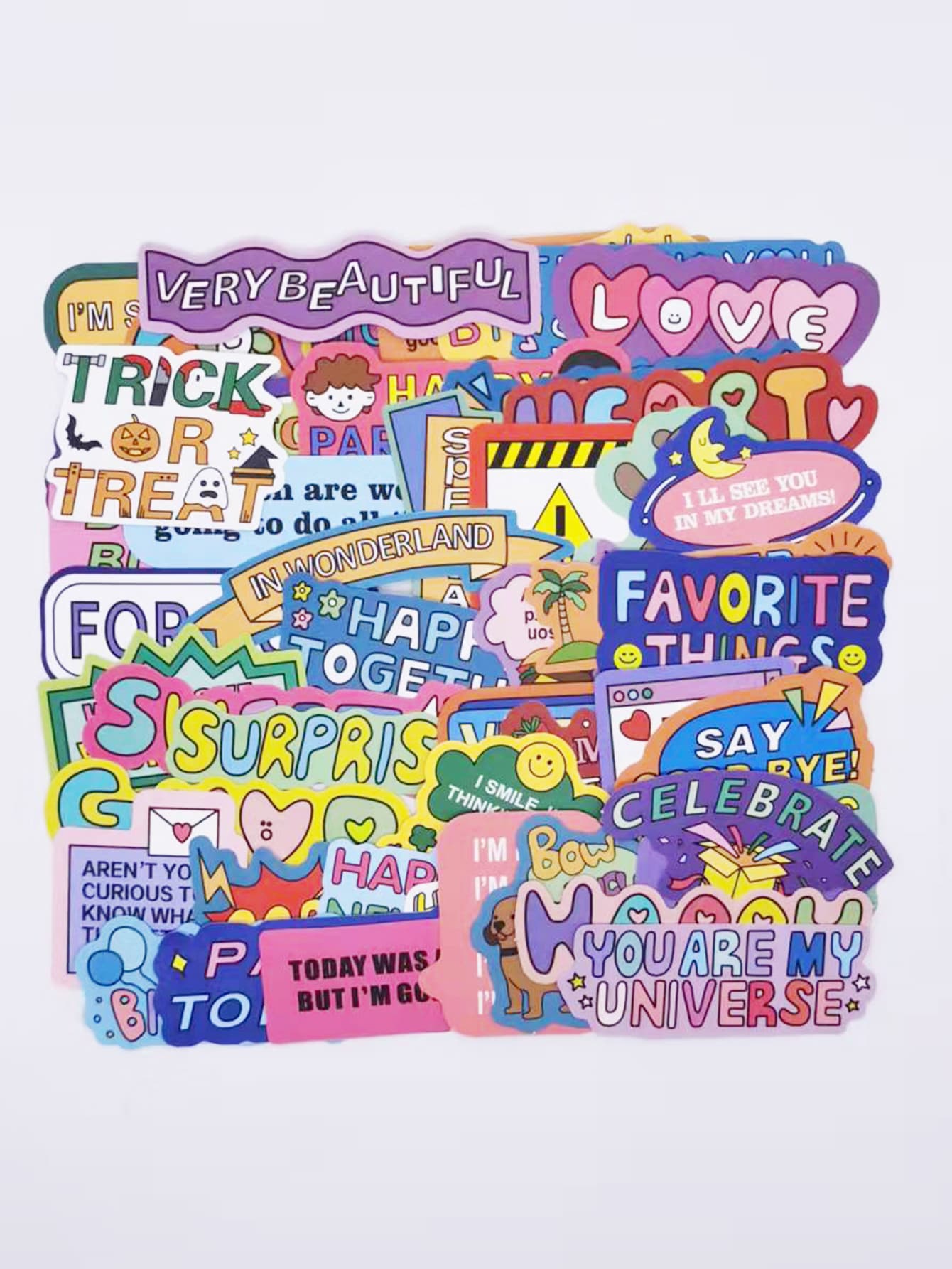 55入組標語圖案貼紙 - 彩色 - 查看 1