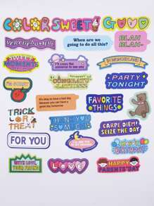 55入組標語圖案貼紙 - 彩色 - 查看 3