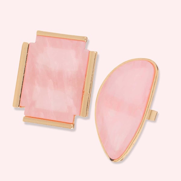 

2pcs Nail Art Ring Palette, Pink