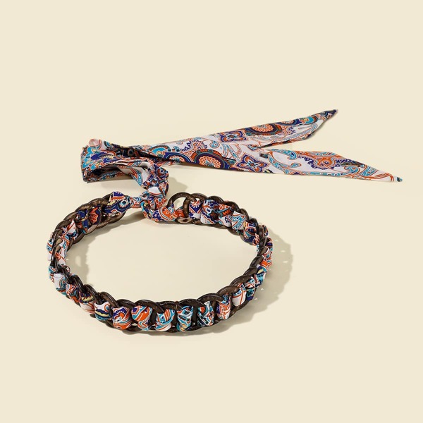 

Floral Print Chain Belt, Multicolor