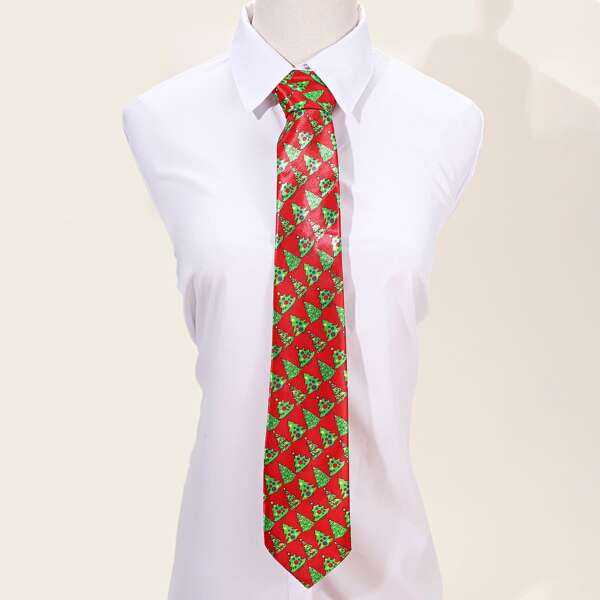 

Christmas Tree Print Tie, Multicolor