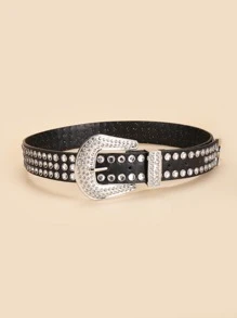 Cinturón con hebilla con diseño de diamante de imitación - Multicolor - Ver 1