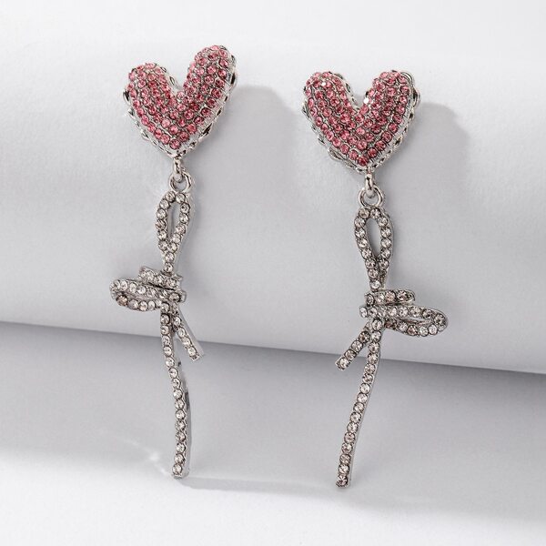 

Rhinestone Heart Drop Earrings, Multicolor