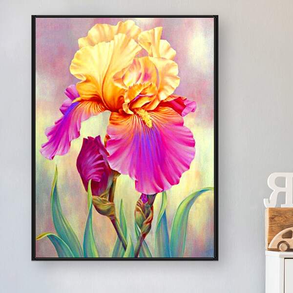 

Flower Print DIY Diamond Unframed Painting, Multicolor