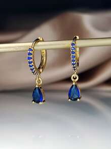 Water Drop Decor Drop Earrings - Royal Blue - View 2