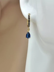 Water Drop Decor Drop Earrings - Royal Blue - View 3