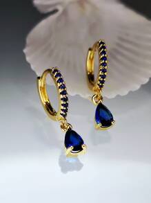 Water Drop Decor Drop Earrings - Royal Blue - View 4