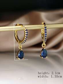 Water Drop Decor Drop Earrings - Royal Blue - View 5
