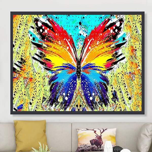 

Butterfly Print DIY Diamond Unframed Painting, Multicolor