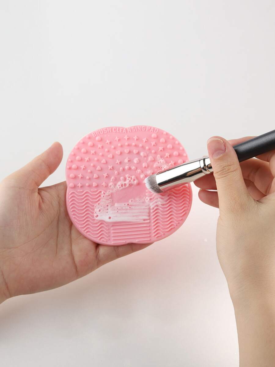 1入組正方形化妝刷清潔墊，矽膠材質 - 粉色 - 查看 1