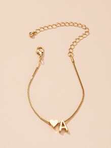 Letter & Heart Decor Bracelet - Yellow Gold - View 2