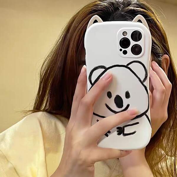 

Cartoon Graphic Phone Case, White
