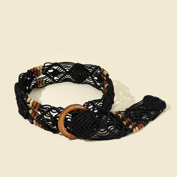 

Round Buckle Woven Belt, Multicolor