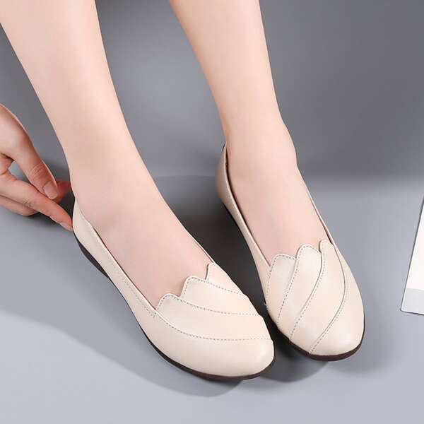 

Textured Slip On Ballets Flats, Beige